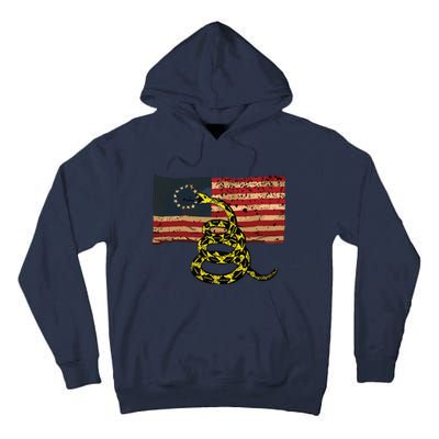 Gadsden Snake Flag Betsy Ross Flag US American Flag Gift Tall Hoodie