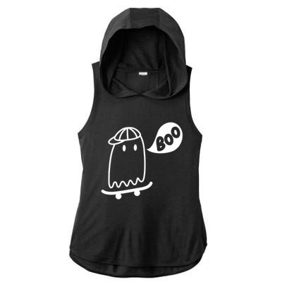 Ghost Skateboard Funny Halloween Costume Boo Squad Gift Ladies PosiCharge Tri-Blend Wicking Draft Hoodie Tank