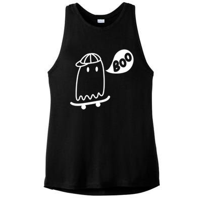 Ghost Skateboard Funny Halloween Costume Boo Squad Gift Ladies PosiCharge Tri-Blend Wicking Tank