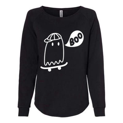 Ghost Skateboard Funny Halloween Costume Boo Squad Gift Womens California Wash Sweatshirt