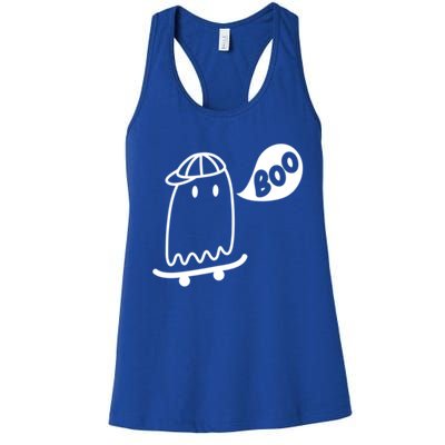 Ghost Skateboard Funny Halloween Costume Boo Squad Gift Women's Racerback Tank