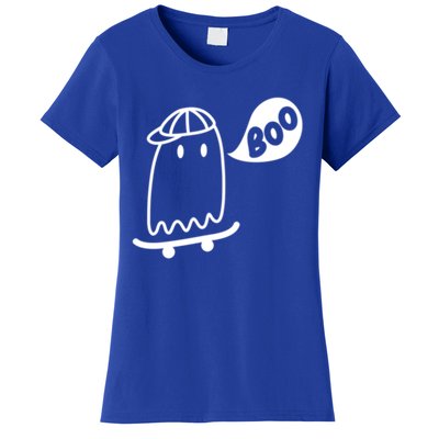 Ghost Skateboard Funny Halloween Costume Boo Squad Gift Women's T-Shirt