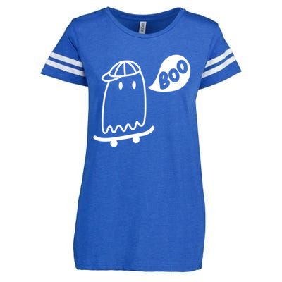 Ghost Skateboard Funny Halloween Costume Boo Squad Gift Enza Ladies Jersey Football T-Shirt