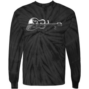 Guitarist Shark Fish Angler Fishing I Funny Guitar Player Tie-Dye Long Sleeve Shirt