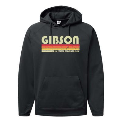 Gibson Surname Funny Retro Vintage 80s 90s Birthday Reunion Performance Fleece Hoodie