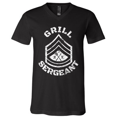 GRILL SERGEANT Funny Grilling BBQ Dad Father's Day Gift V-Neck T-Shirt