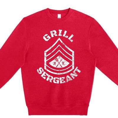 GRILL SERGEANT Funny Grilling BBQ Dad Father's Day Gift Premium Crewneck Sweatshirt