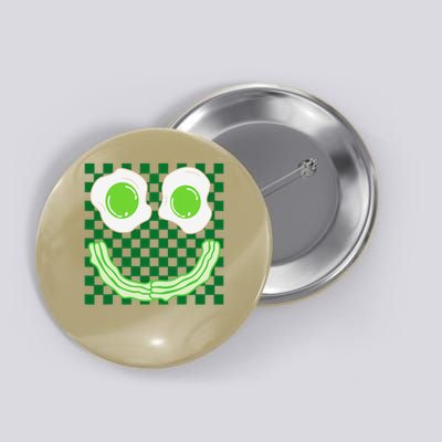 Green Smile Face Eggs And Bacon Ham Breakfast St Patricks Button