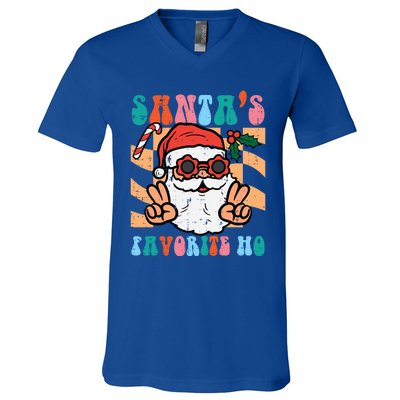 Groovy Santas Favorite Ho Retro Naughty Christmas Xmas Great Gift V-Neck T-Shirt