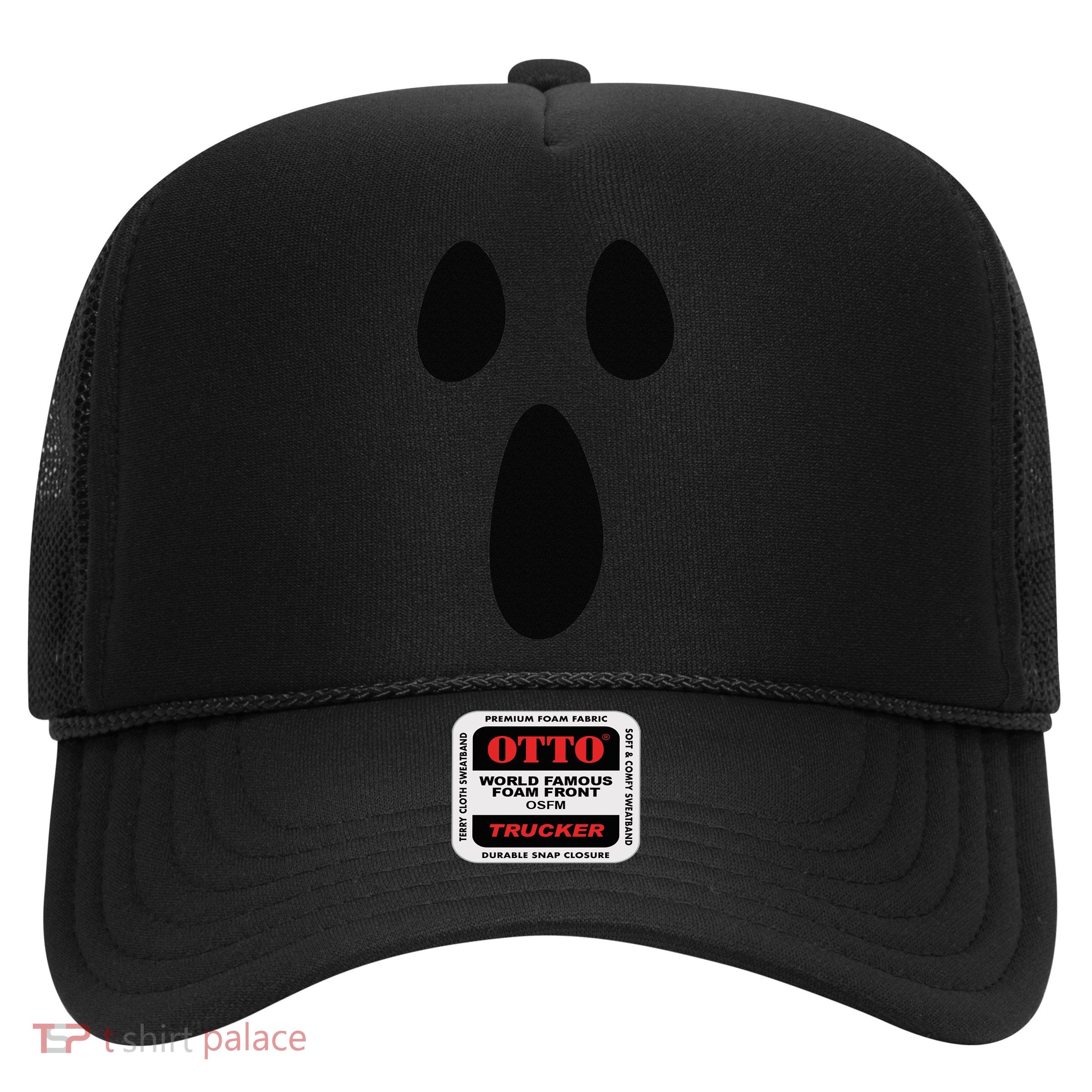Ghost Silly Face Spooky Halloween Ghoul Face Easy Costume Trucker Hat