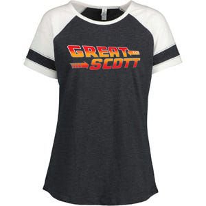 Great Scott Funny Time Traveler Mad Scientist Inventor Gift Enza Ladies Jersey Colorblock Tee