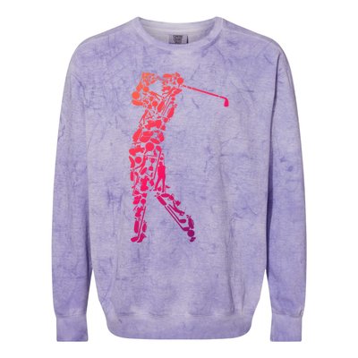 Golfer Silhouette Filled With Golf Things Meaningful Gift Colorblast Crewneck Sweatshirt