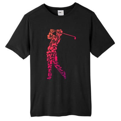 Golfer Silhouette Filled With Golf Things Meaningful Gift Tall Fusion ChromaSoft Performance T-Shirt