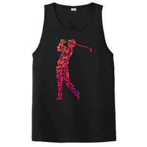 Golfer Silhouette Filled With Golf Things Meaningful Gift PosiCharge Competitor Tank