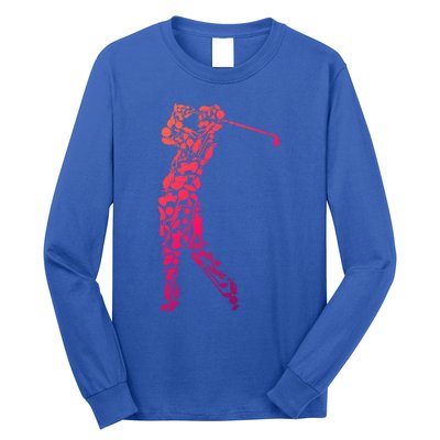 Golfer Silhouette Filled With Golf Things Meaningful Gift Long Sleeve Shirt