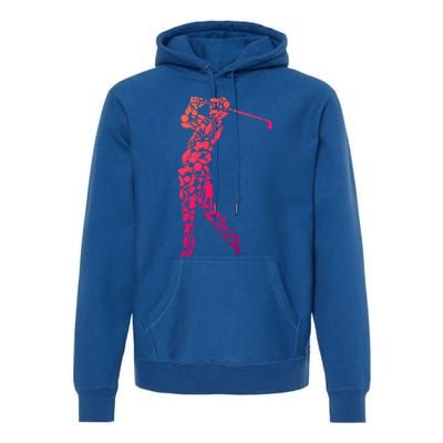 Golfer Silhouette Filled With Golf Things Meaningful Gift Premium Hoodie