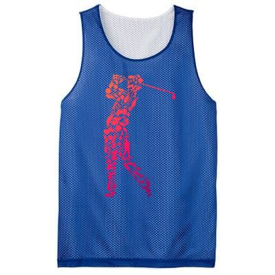 Golfer Silhouette Filled With Golf Things Meaningful Gift Mesh Reversible Basketball Jersey Tank