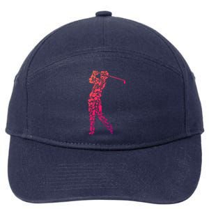 Golfer Silhouette Filled With Golf Things Meaningful Gift 7-Panel Snapback Hat