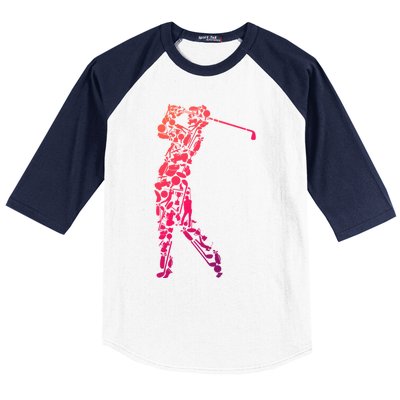 Golfer Silhouette Filled With Golf Things Meaningful Gift Baseball Sleeve Shirt