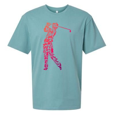 Golfer Silhouette Filled With Golf Things Meaningful Gift Sueded Cloud Jersey T-Shirt