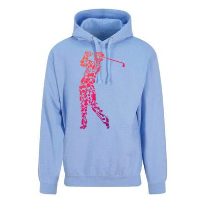 Golfer Silhouette Filled With Golf Things Meaningful Gift Unisex Surf Hoodie