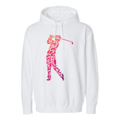 Golfer Silhouette Filled With Golf Things Meaningful Gift Garment-Dyed Fleece Hoodie