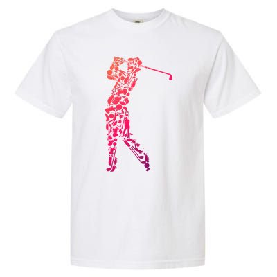 Golfer Silhouette Filled With Golf Things Meaningful Gift Garment-Dyed Heavyweight T-Shirt