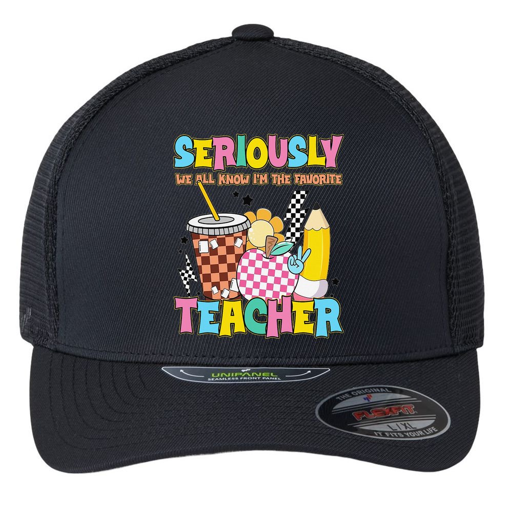 Groovy School Funny For Teacher Seriously We All Know Flexfit Unipanel Trucker Cap