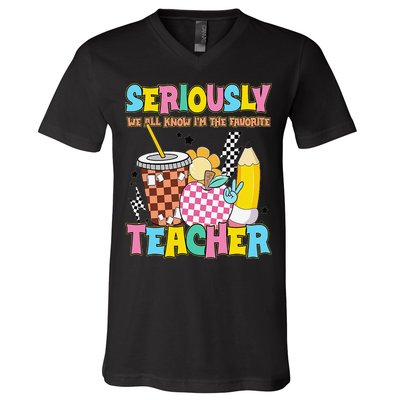 Groovy School Funny For Teacher Seriously We All Know V-Neck T-Shirt