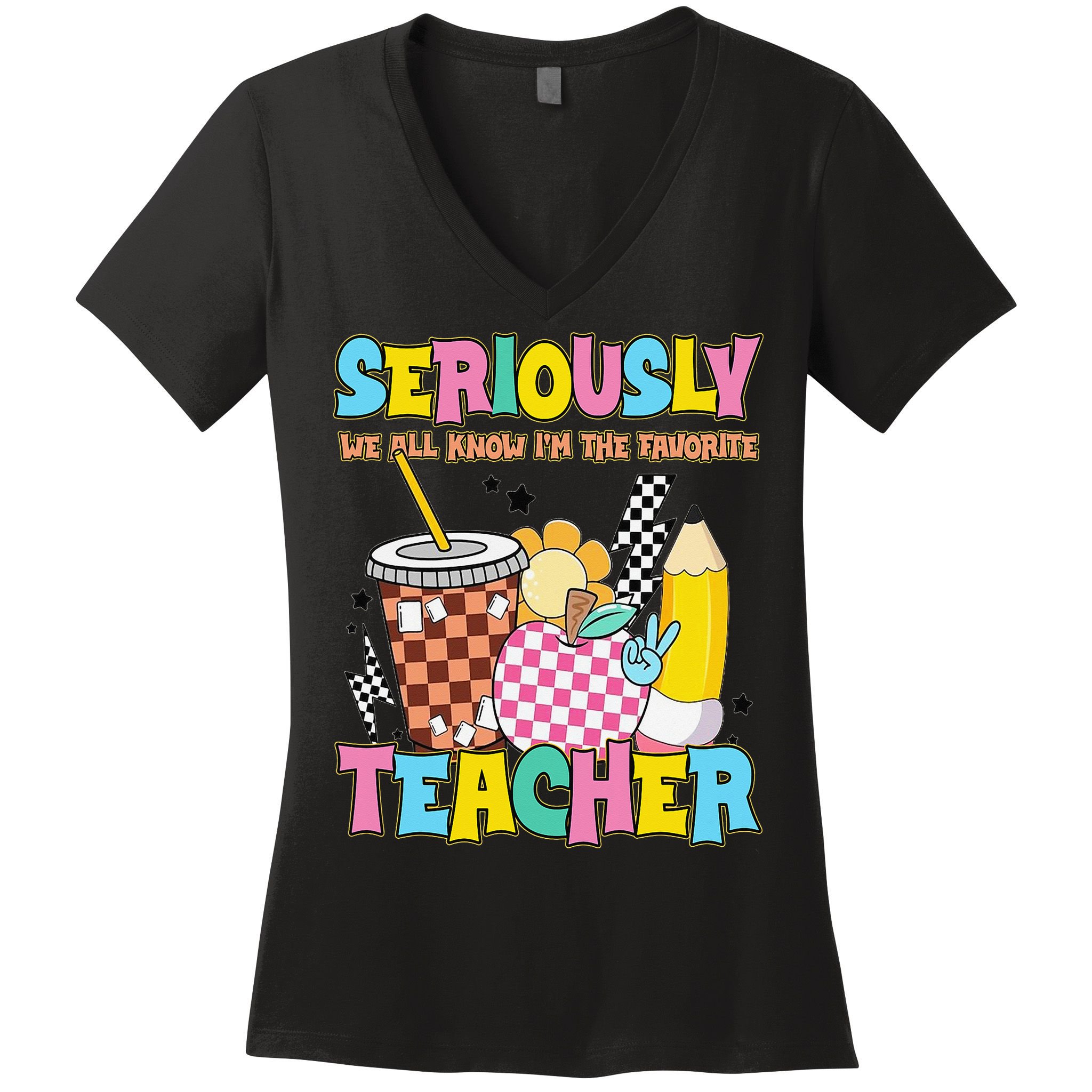 Groovy School Funny For Teacher Seriously We All Know Women's V-Neck T-Shirt