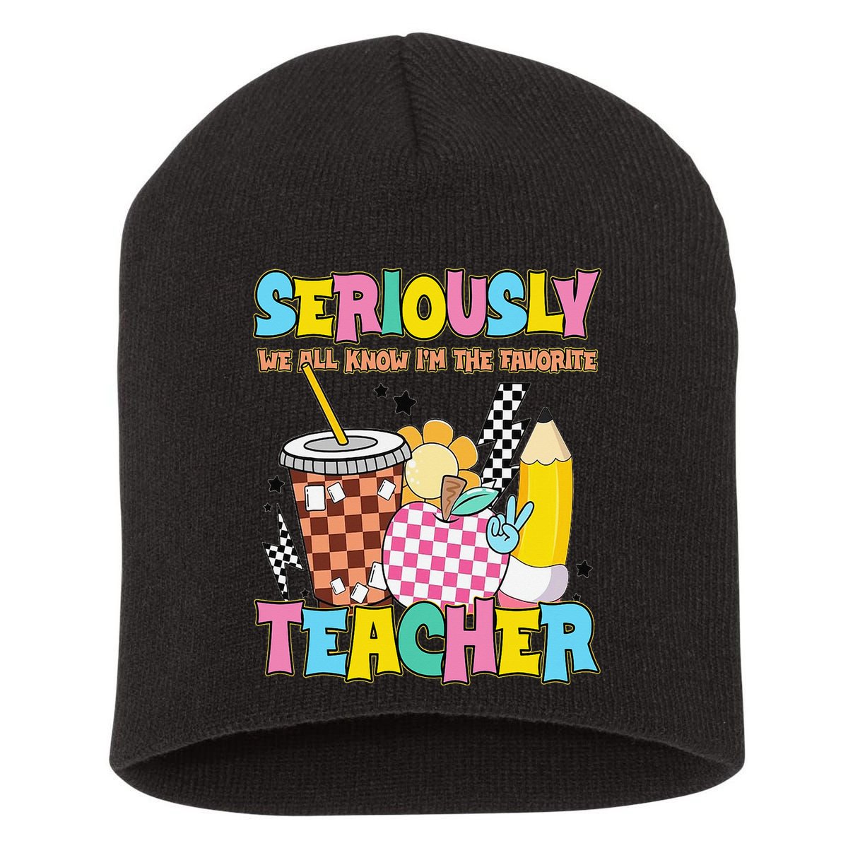 Groovy School Funny For Teacher Seriously We All Know Short Acrylic Beanie