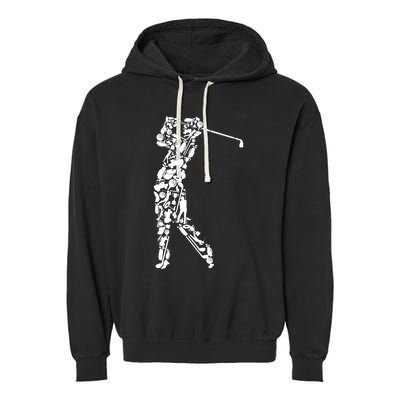 Golfer silhouette filled with golf things Garment-Dyed Fleece Hoodie