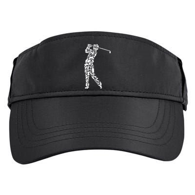 Golfer silhouette filled with golf things Adult Drive Performance Visor