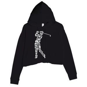 Golfer silhouette filled with golf things Crop Fleece Hoodie