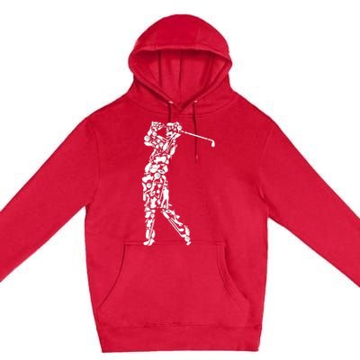 Golfer silhouette filled with golf things Premium Pullover Hoodie