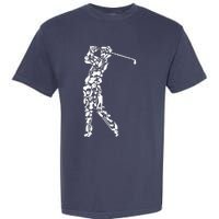 Golfer silhouette filled with golf things Garment-Dyed Heavyweight T-Shirt