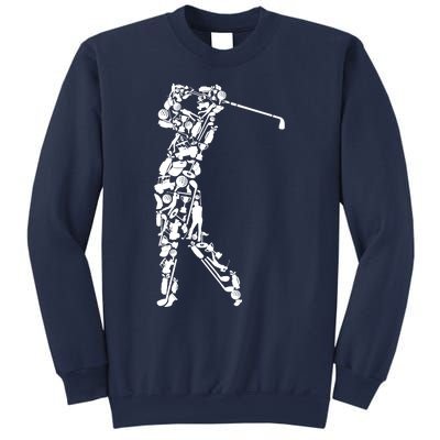 Golfer silhouette filled with golf things Sweatshirt