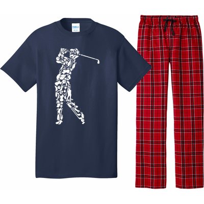 Golfer silhouette filled with golf things Pajama Set