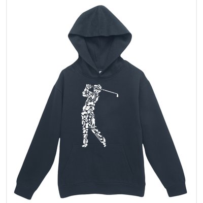 Golfer silhouette filled with golf things Urban Pullover Hoodie