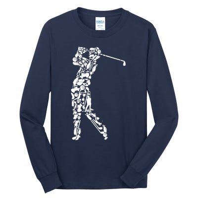 Golfer silhouette filled with golf things Tall Long Sleeve T-Shirt