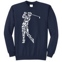 Golfer silhouette filled with golf things Tall Sweatshirt