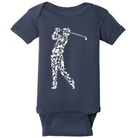 Golfer silhouette filled with golf things Baby Bodysuit