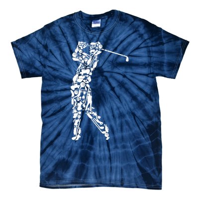 Golfer silhouette filled with golf things Tie-Dye T-Shirt