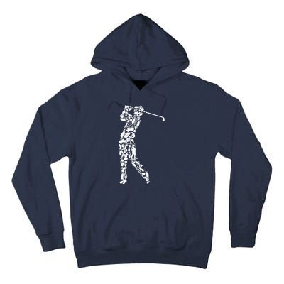 Golfer silhouette filled with golf things Tall Hoodie