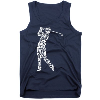 Golfer silhouette filled with golf things Tank Top