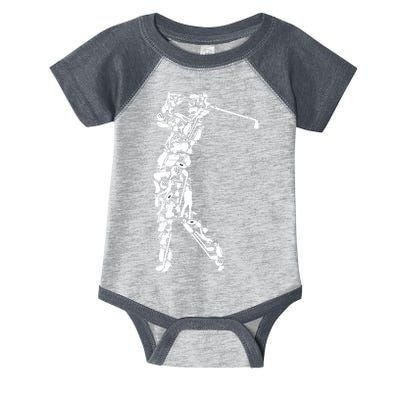 Golfer silhouette filled with golf things Infant Baby Jersey Bodysuit