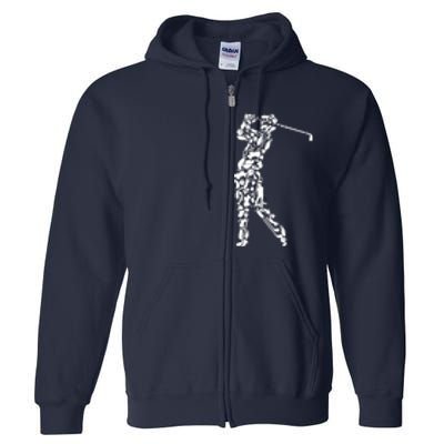 Golfer silhouette filled with golf things Full Zip Hoodie