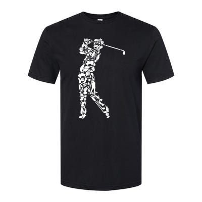 Golfer silhouette filled with golf things Softstyle CVC T-Shirt