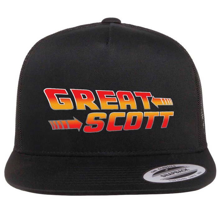 Great Scott Funny Time Traveler Mad Scientist Inventor Flat Bill Trucker Hat