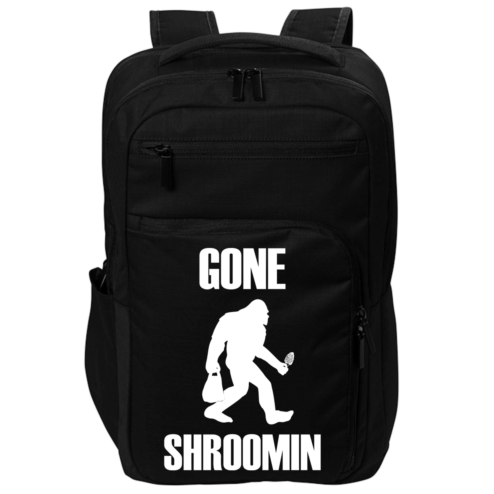 Gone Shroomin Funny Sasquatch Morel Mushroom Hunter Foraging Gift Impact Tech Backpack